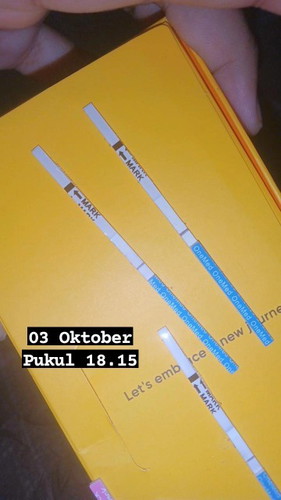 Bun mau nanya ada ngak hasil tespek kyk gini ,pas telat 2 Minggu masih negatif pas telat sebulan
