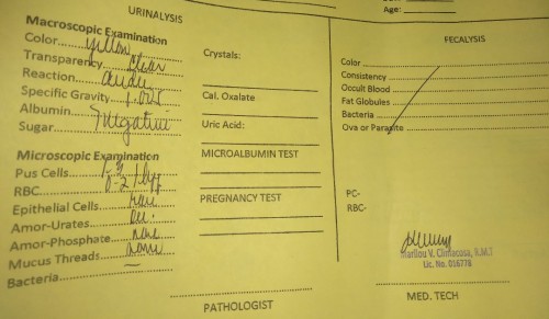 Lab test urinalysis