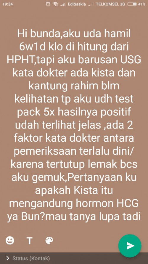 Apakah Kista mengandung hormon HCG bundaa?