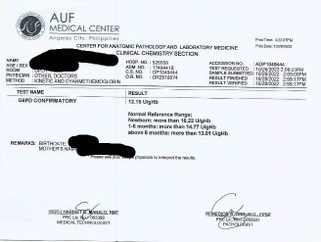 Tanong lanh po normal po ba ang result ns 12.15u/gHb sa g6pd confirmatory po ng newborn