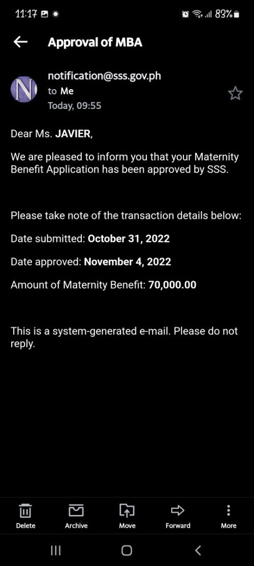 Maternity benefits