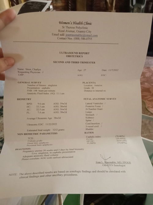 Ok lng Po ba results Ng check up and ultrasound, this month na Po kabuwanan ko.