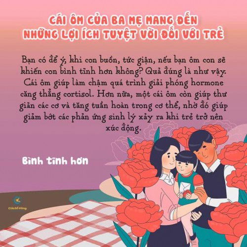 CÁI ÔM CỦA BA MẸ MANG ĐẾN NHỮNG LỢI ÍCH TUYỆT VỜI ĐỐI VỚI TRẺ