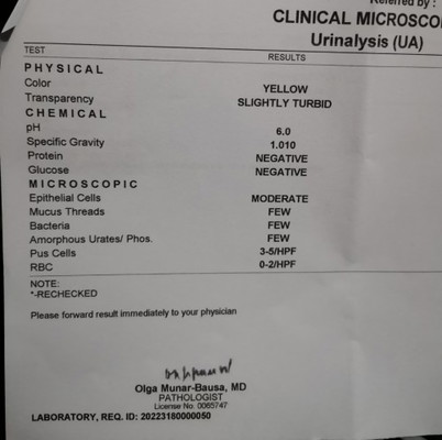 Urinalysis result