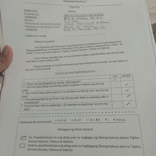 Nakakatuwa na may Libreng bakuna sa school ni Viella