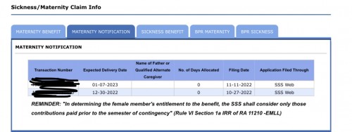 SSS - Maternity Benefit
