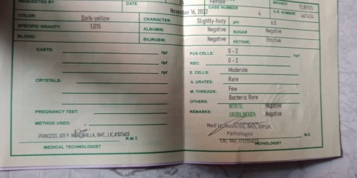 Ask ko lang po ano ibig sabhn ng ketone na to. possible kaya na may uti ako?