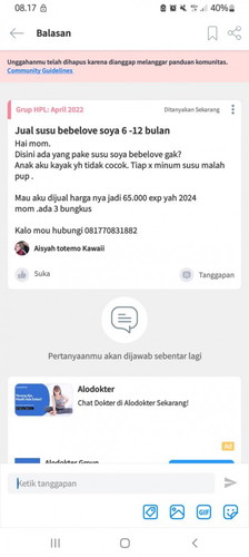Jual susu bebelove soya 6-12bulan mom