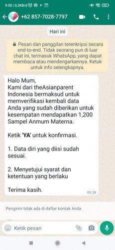 Adakah mom dsini yang dapet wa seperti ini jga??
Penipuan yaa?