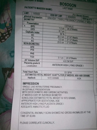 CAS ultrasound result