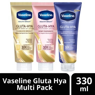 skincare lotion vaseline glutta hya biru, gold, pink