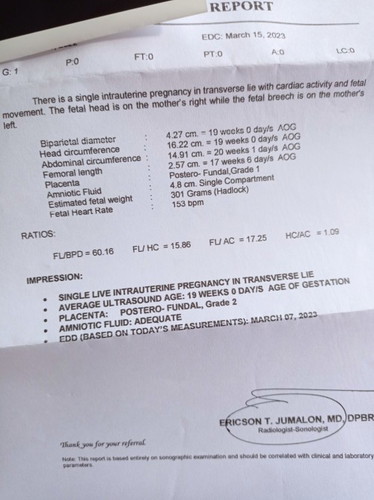 Ultrasound result