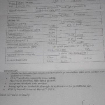 Fetal weight ni babay 27weeks