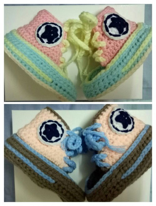 Handmade crochet baby booties for newborn