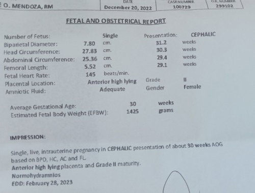 Ultrasound results