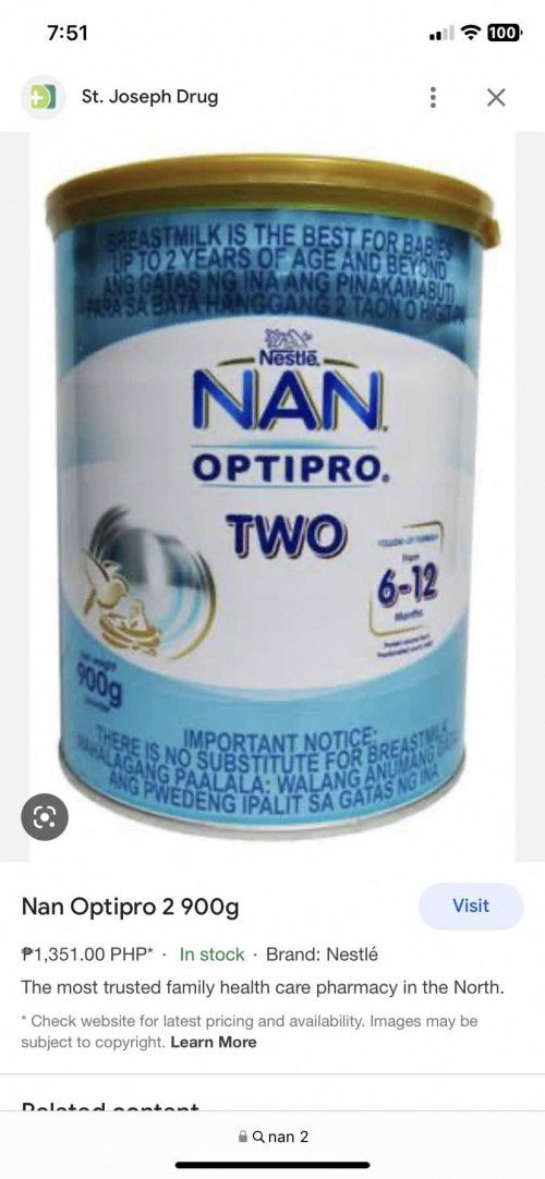 Nan for 6 to 12months