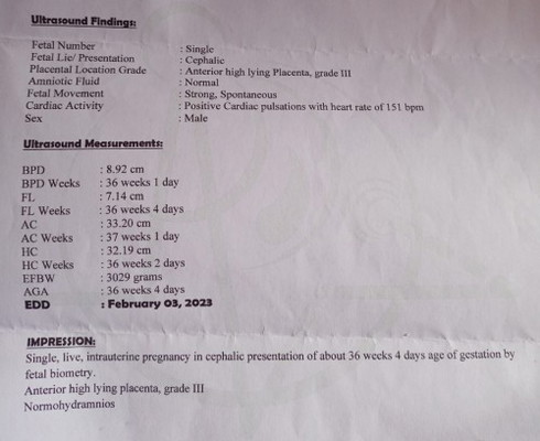 ULTRASOUND RESULT