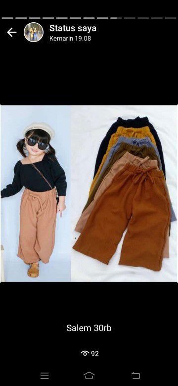 Kulot anak. 40rb aja warna salem