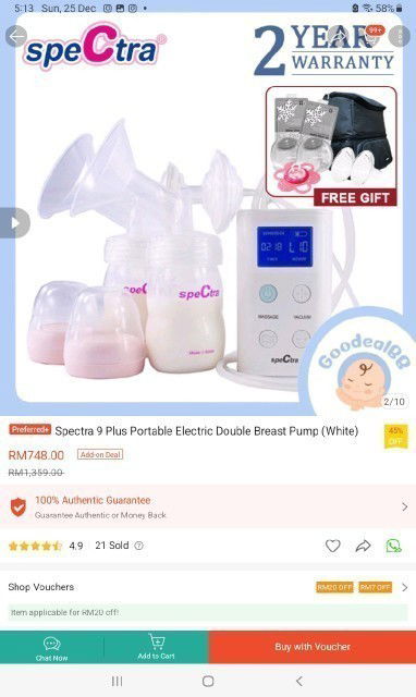 Breastpump spectra 9 plus to letgo
