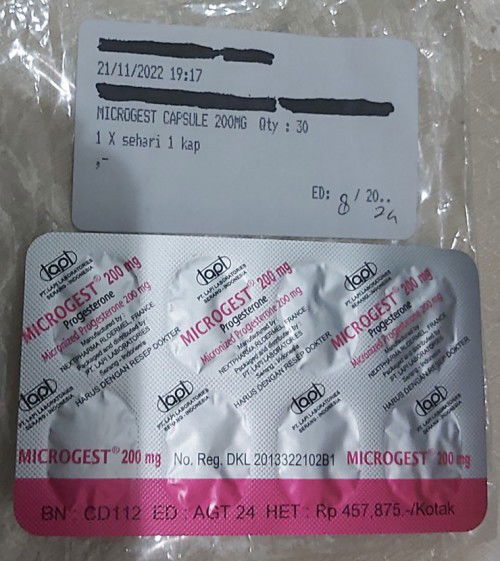 Penguat kandungan Microgest 200mg