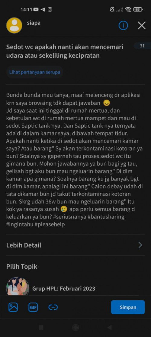 Sedot wc apakah nanti akan mencemari udara atau sekeliling kecipratan