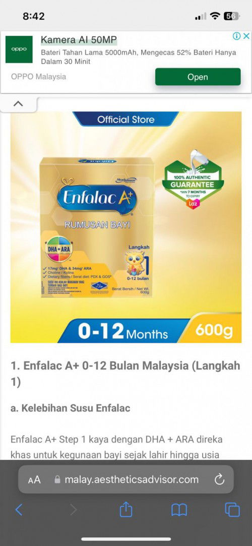 Siapa ada pengalaman bagi baby umur 2 bulan Susu Enfalac A+  ni ? Okay tak ye?
