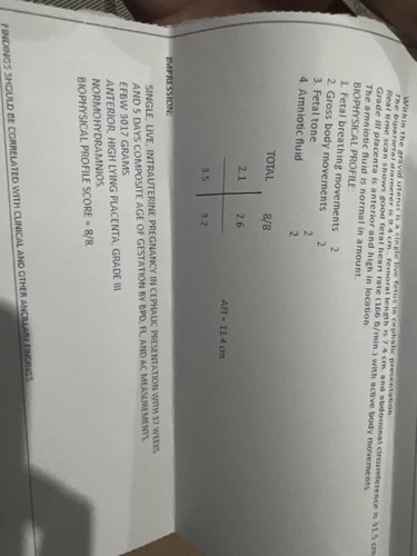 Amniotic fluid level is 11.4