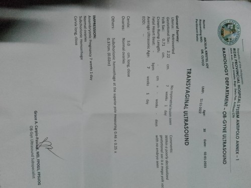 Ano po ibig sabihin ng aking result? Nag bleeding din po ako pero pakonti konti