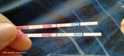 Bun mau nanya hpht 27 Desember di tespek tadi hasilnya kaya gini apa kah positif apa cuma hormon