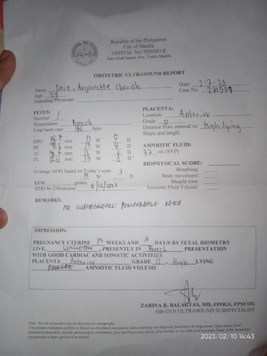 ultrasound report