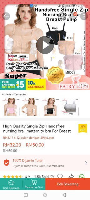 Pam susu autumnz dan nursing bra untuk dijual