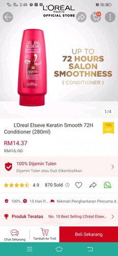 loreal elseve keratin smooth