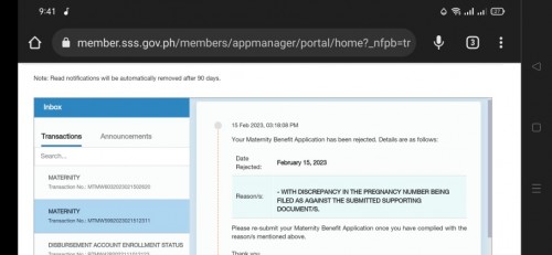 SSS MAT2 APPLICATION REJECTED