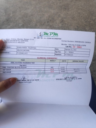 Mataasang result ng ogtt ko 1st 1 hour 11.5 mmol/L yung 2nd hour ko is 12.1 mmo anong mabisang