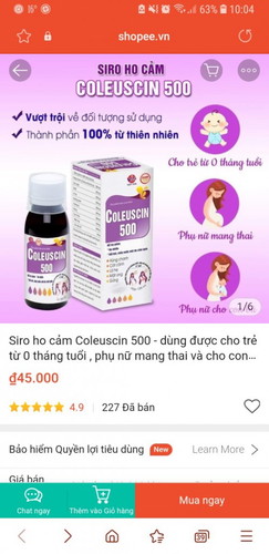 Bé 15 ngày tuổi ho sổ mũi cho uống siro này dc k các mẹ.