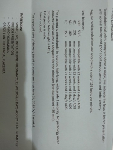 Ultrasound report
