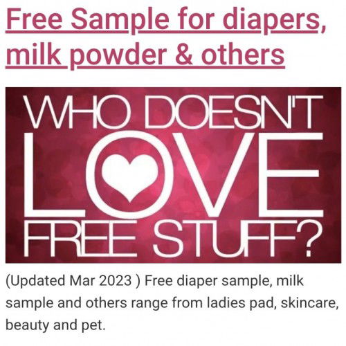 Free baby diapers and milk powder sample