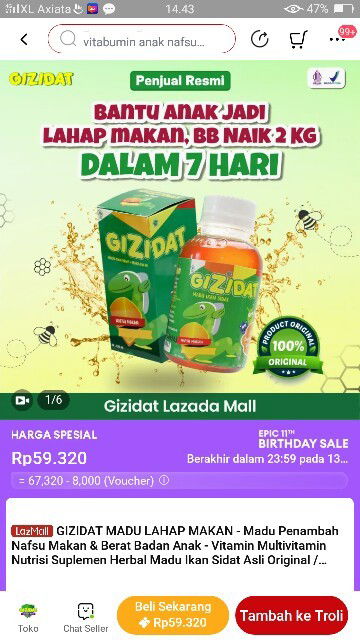 Madu nafsu makan anak