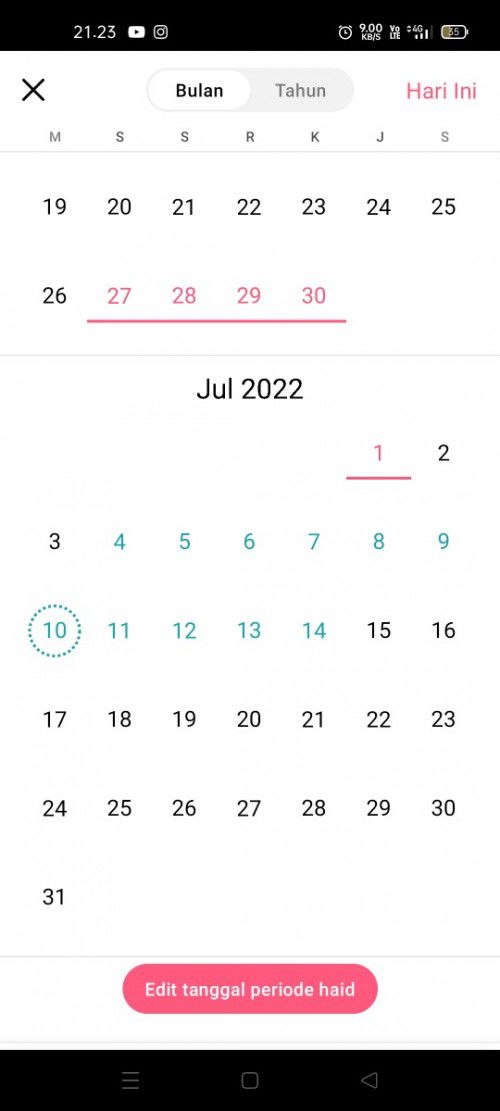 Sy awal mens tgl 27 juni selesai tgl 1 juli dn yg tgl biru itu tgal saya subur..jdd sy brp Wek y.?