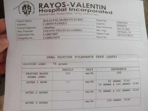 Normal po ba Ang 101 165 135 na result ng ogtt