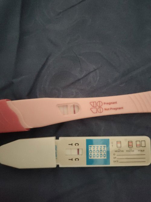 Hpht 7 Maret. Dan test pack masih samar semua di merk berbeda kira2 ini positif atau ngga?