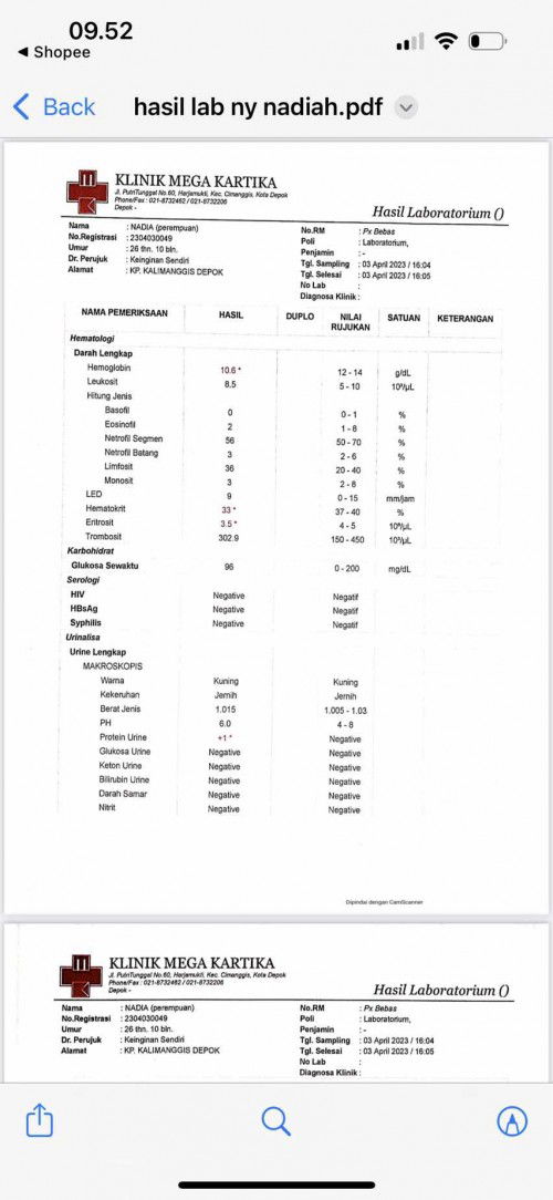Hb normal atau tidak