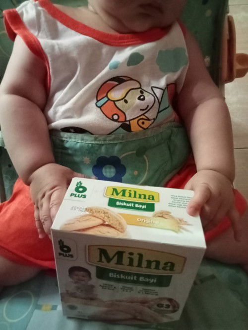 Bayi 6 bulan makan biskuit milna