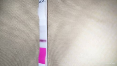 saya last haid 8/3/2023,,sya dah test pregnant 2 line tpi 1 line samar betul,,+ atau -
