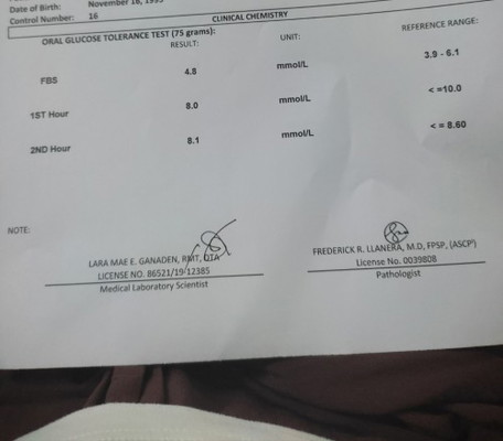 Normal po ba tong result ng oral glucose tolerance test result ko ?