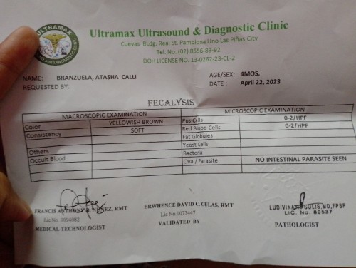Result ng fecalysis ni baby 4months old