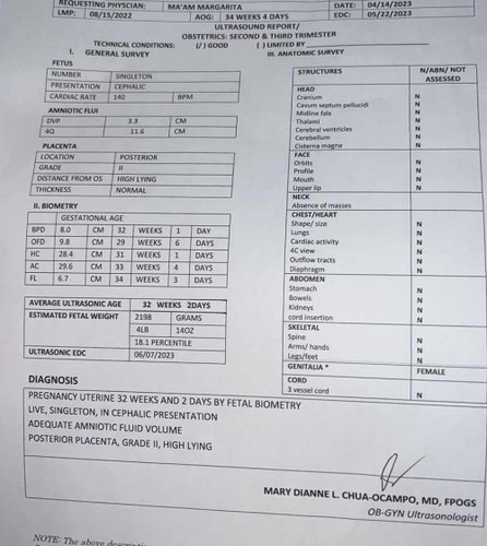 Ultrasound result