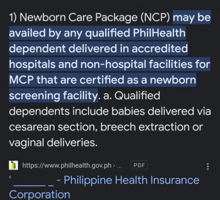 Philhealth Newborn Care Package