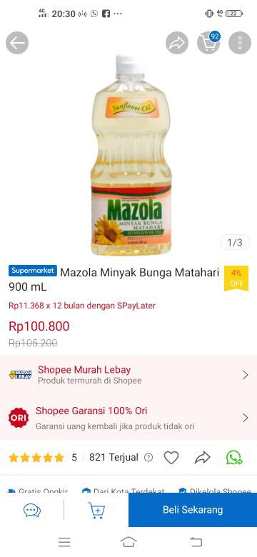 Jual mazola sunflower oil