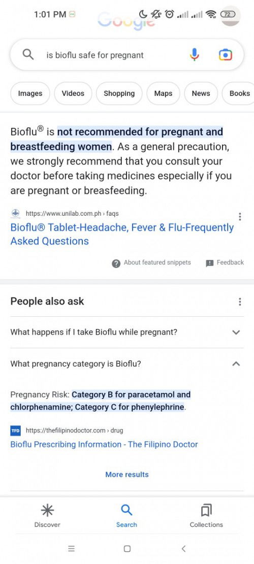 Bioflu para sa sinisipon at inuubong buntis